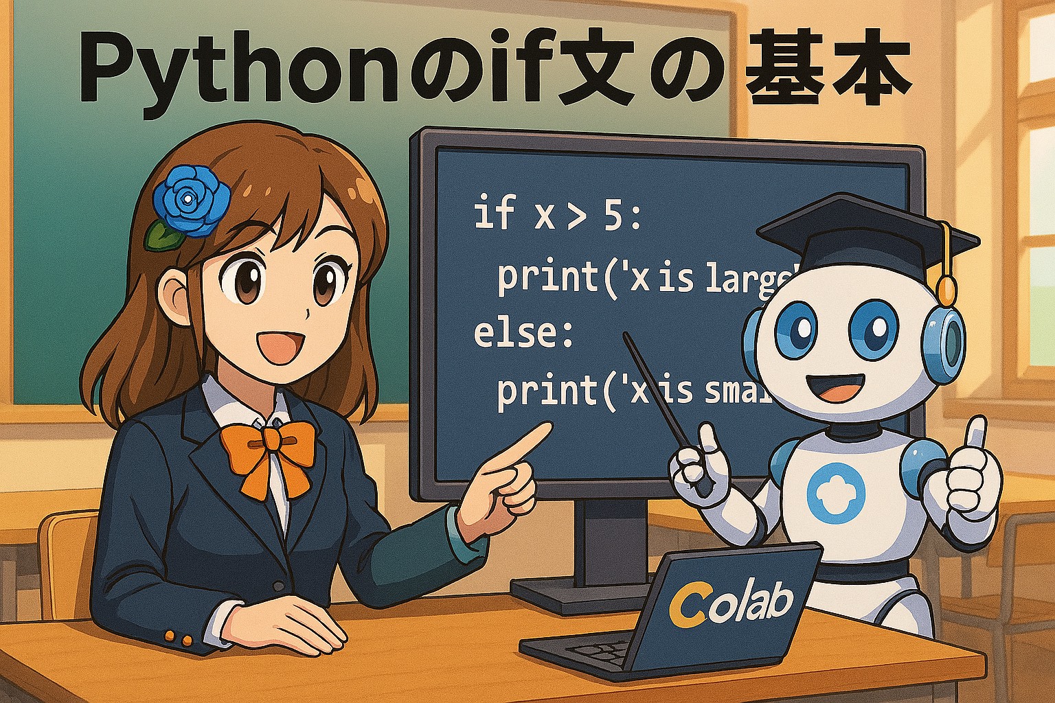 Pythonのif文の基本について学ぶ　ハナマルコ　アイキャッチ