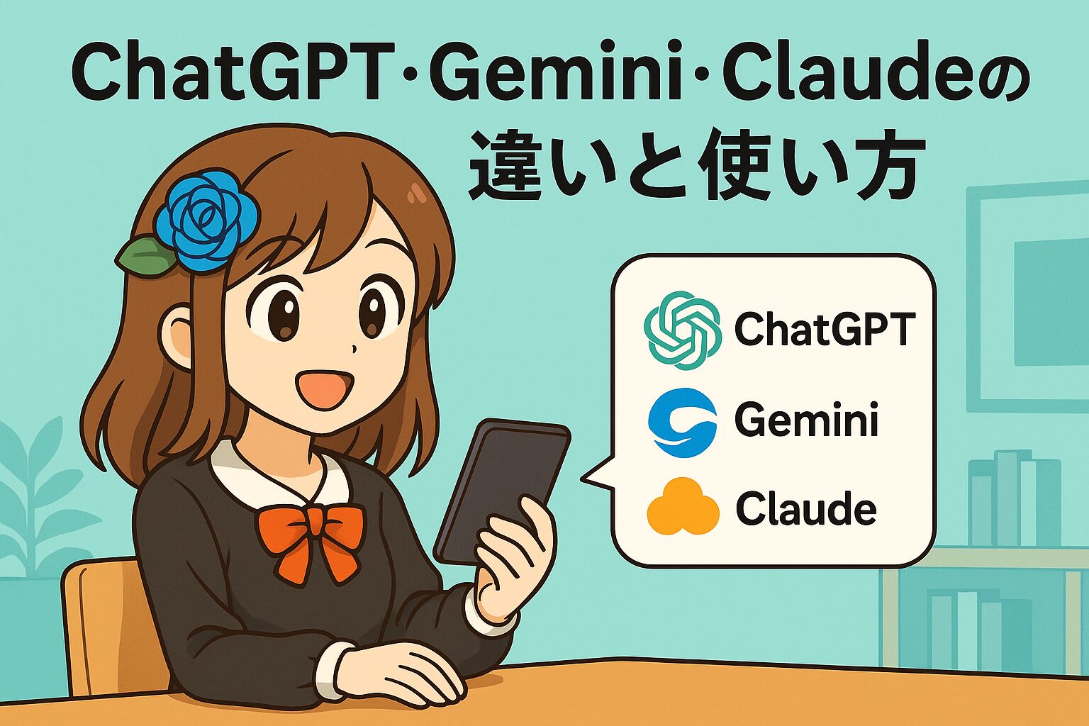 ChatGPT・Gemini・Claudeの違い　ハナマルコ　アイキャッチ