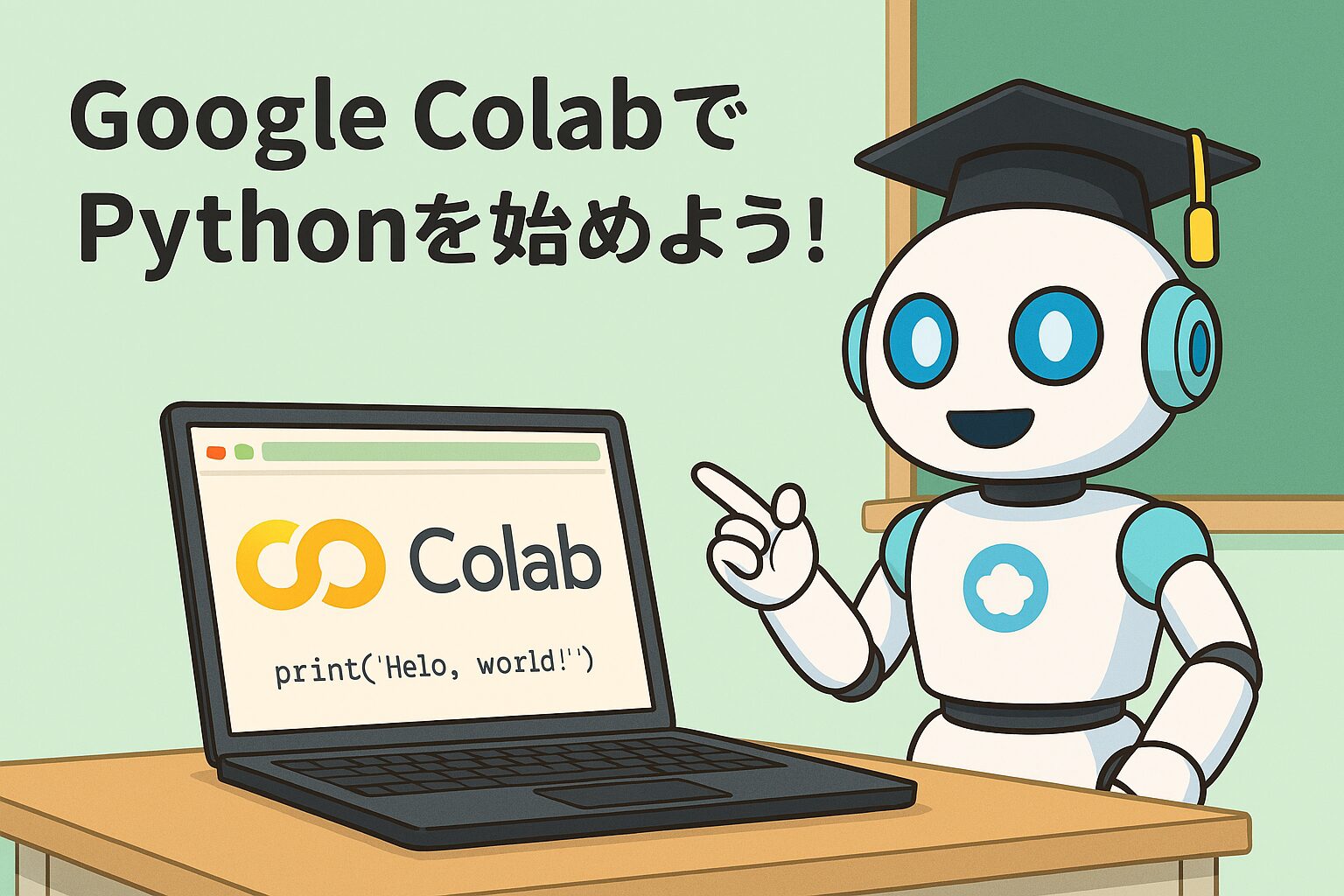 Google ColabでPythonwoはじめる　チャッピー先生　アイキャッチ