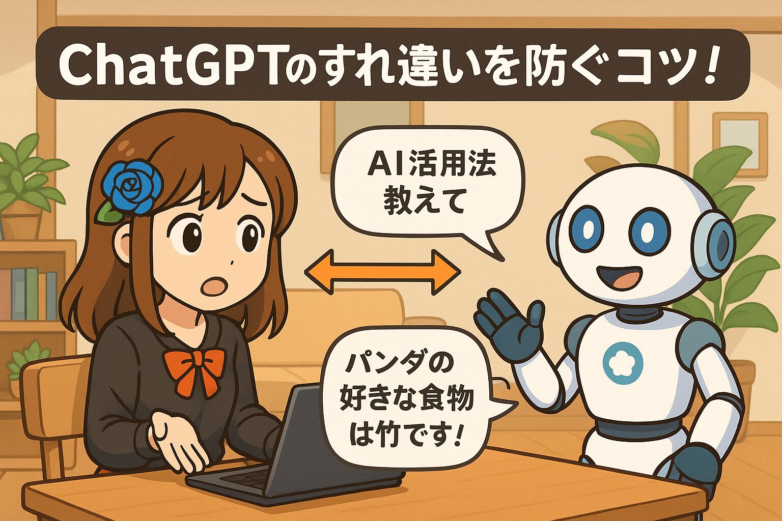 ChatGPTのズレ対策　ハナマルコとチャッピー先生　アイキャッチ