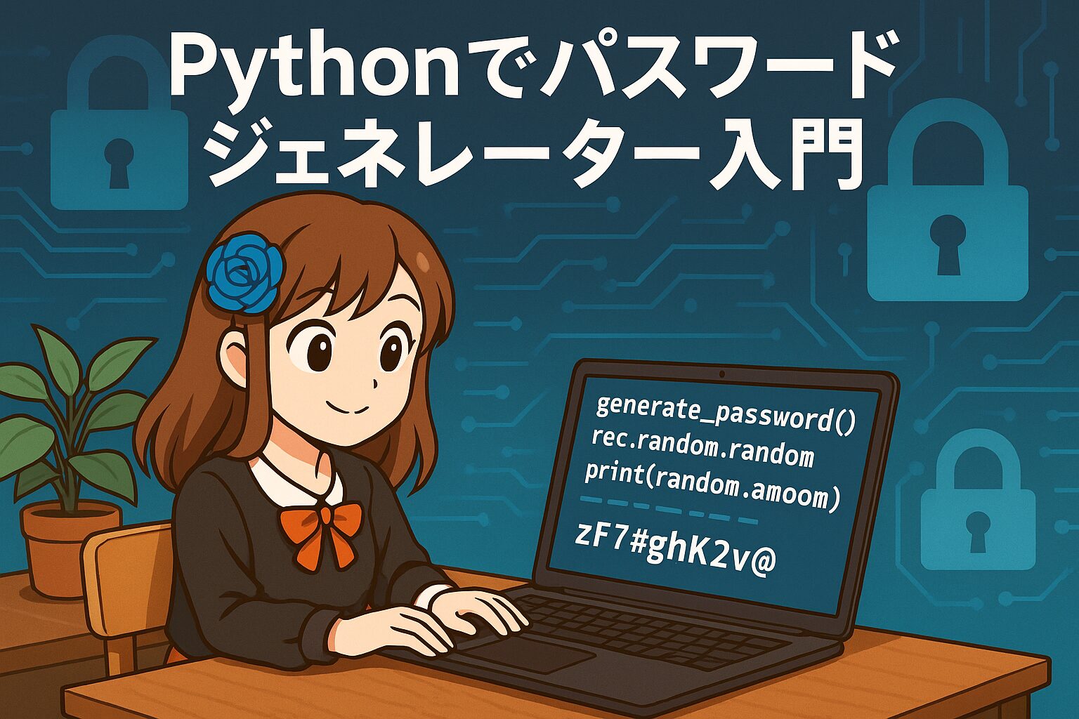 Pythonでつくるパスワード生成アプリ　ハナマルコ　アイキャッチ