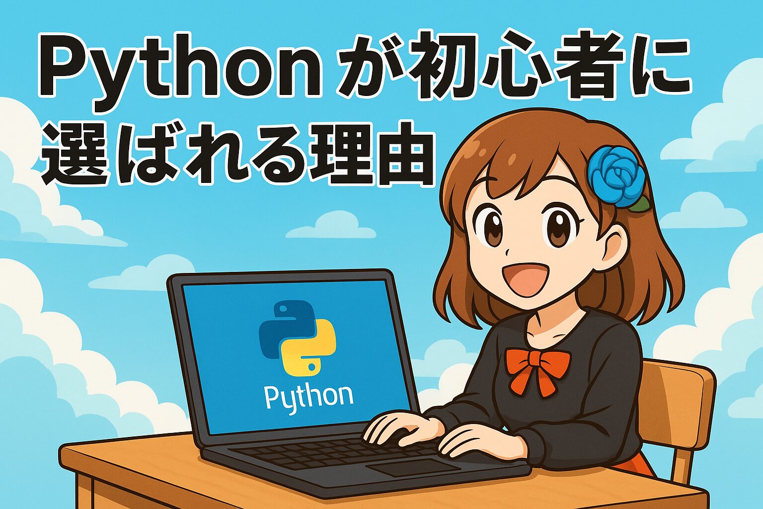 初心者がPythonを始めた理由　ハナマルコ　アイキャッチ